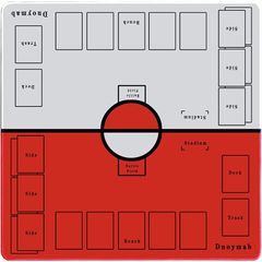 Dnoymab フルサイズ プレイマット カードゲーム ラバー プレイマット 2人用 滑り止め 収納バッグ き 60×60cm (赤/白)