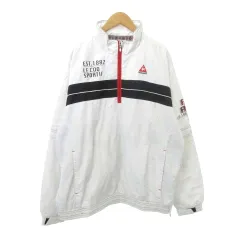 ルコックスポルティフ le coq sportif 2WAY プルオーバー ジャケット ハーフジップ ハイネック プリント ナイロン 厚手 LLサイズ 白 ホワイトのサムネイル