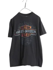 【お得なクーポン配布中!】 ハーレー ダビットソン 両面 プリント Tシャツ メンズ L / オフィシャル ヘビーウェイト バイク イラスト グラフィック バックプリント 黒