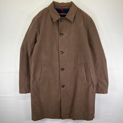 古着 トミーヒルフィガー TOMMY HILFIGER ステンカラーコート ロング丈ジャケット ボタン 襟裏ロゴ 大きいサイズ  ブラウン系 メンズ