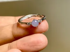 RG10-58 シルバー 氷糯種 ラベンダー ミャンマー産 本翡翠 ヒスイ 指輪 フリーサイズ 金属アレルギー対応