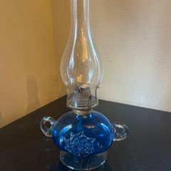 【極美品/希少】未使用　北一硝子 オイルランプ フリルシェード ブルー　ピンク 極美品/希少】未使用 北一硝子 オイルランプ フリルシェード ブルー