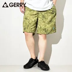 GERRY 水陸両用 ナイロン ハーフパンツ メンズ 速乾 ショートパンツ 短パン 川 海 水着 男女兼用 ユニセックス バギーショーツ グリーン 緑 オリーブ ムラ染め タイダイ染め ナイロン 100％ S M L LL XL タイダイカーキ 079190
