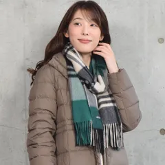 カシミヤ 100％ ストール 大判 チェック柄ストール【200cm×60cm】カシミヤストール カシミア チェック柄 チェックストール 秋冬 厚手 マフラー 大判ストール (cs1066) 30.グリーンベージュチェック