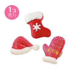赤／サンタ風モチーフピンバッジ／１個売り／サン宝石
