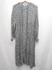 ◇ Θ SHENERY 小花柄 長袖 膝下丈 ワンピース サイズF ダークグレー系 レディース E  【1507230010124】