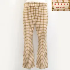 MARNI スラックス パンツ チェック柄 千鳥格子 センタープリーツ ピンク ブラウン #38 マルニ ◆送料込◆質屋-10320