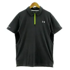 アンダーアーマー UNDER ARMOUR ハーフジップボーダーポロシャツ コールドブラック COLDBLACK 速乾 heatgear ロゴプリント 半袖 グレー ダークグレー M