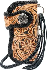 K&R バイカーズウォレット カービング メンズ 財布 長財布 カーブ(ナチュラル/ブラック カーブ)