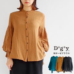 【期間限定SALE■】【クーポン対象】【送料無料】 D*g*y 綿ダブルガーゼ バンドカラー ボリューム袖 ブラウス 春 秋 トップス dgy ディージーワイ 88-D9496