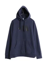 【お得なクーポン配布中!】 US企画 ノースフェイス プリント スウェット フード パーカー メンズ L 古着 The North Face プルオーバー トレーナー アウトドア ネイビー