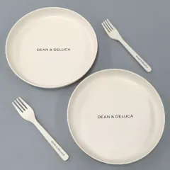 【中古】マグカップ・湯のみ DEAN＆DELUCA プレート＆フォークセット ホワイト GLOW(グロー) 2022年8月号増刊付録