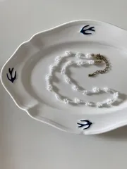 ハンドメイド ビーズネックレス 花 フラワー パール ホワイト