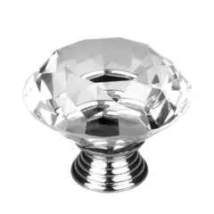 uxcell つまみ クリスタルガラス ハンドル 引き出し取っ手 キャビネットハンドル 家庭装飾 ダイヤモンド形 クリア 40mm 1個入り