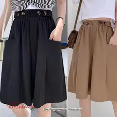 ガウチョパンツ レディース キュロット ショート ハーフ ゴルフ 海水浴 Aライン ゆったり ハイウエスト スカート 夏用 夏 春夏 涼しい 母の日 薄手 ひざ丈  vii3y442886