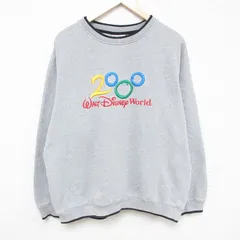 XL/古着 長袖 スウェット メンズ 00s ディズニー DISNEY ミッキー MICKEY MOUSE 刺繍 大きいサイズ クルーネック グレー 霜降り 24jan31 中