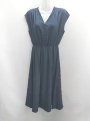 ◇ ⊂Φ FONCE フォンセ Vネック シフォン ノースリーブ ロング ワンピース サイズ38 ネイビー レディース E  【1411210000527】のサムネイル