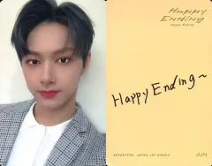 【中古】コレクションカード(男性) SEVENTEEN/JUN(ジュン)/印刷メッセージ入り・裏面オレンジ/CD「JAPAN 1ST SINGLE『Happy Ending』」(通常盤)封入特典フォトカードD