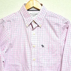 (^w^)b Abercrombie&Fitch アバクロンビーアンドフィッチ 長袖 シャツ チェック柄 ピンク EST 1892 MUSCLE NEWYORK ロゴ 総柄 シンプル 大人スタイル 紳士 メンズ レディース ユニセックス サイズS