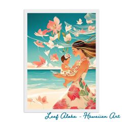 ハワイアンアート 額付き A4｜ハイビスカスの風に包まれて No.25 Leaf Aloha