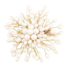 【B：ゴールド×ワンサイズ】[Cream dot. クリームドット公式] コサージュ ブローチ フォーマル 卒業式 卒園式 入学式 入園式 ママスーツ パール 花 ワイヤーフラワー ビーズ ピン クリップ 華やか 大人 上品 エレガント  