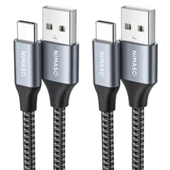USB Type C ケーブル 【1M/2本セット】 NIMASO タイプc ケーブル QC3.0対応 急速充電 USB-C & USB-A 3A 充電ケーブル 高速データ転送 高耐久ナイロン素材 iPhone15シリーズ、iPad Pro、Sony、Gala