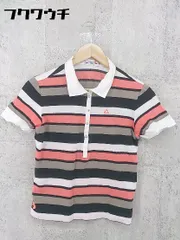 ◇ le coq sportif ルコックスポルティフ ボーダー 半袖 ポロシャツ サイズM ホワイト ブラック ピンク レディース 【中古】 【1002801247782】