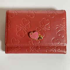 サマンサタバサプチチョイス エナメルハート型押し 二つ折りミニ財布 ピンク系 中古