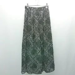 ◇ LOWRYS FARM バックウエストゴム ペイズリー柄 薄手 ロング フレア スカート サイズF ブラック レディース E  【1309250020066】