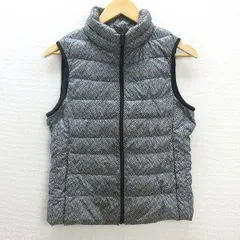 D■ユニクロ/UNIQLO ヘリンボーン柄 ウルトラライトダウンベスト【M】白黒/LADIES5【中古】