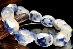【１点物】希少形状 デュモルチェライトインクォーツ　18.5-20x12-15mm　原石ラフカット ブレスレット パワーストーン 天然石 _MA4211