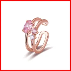 【人気商品】FH.bird イヤーカフ レディース 2連 金属アレルギー対応 シルバー925 ノンホールピアス かわいい ピンクゴールド 片耳 デート 母の日のプレゼント人気