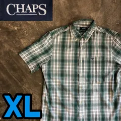 T5875 CHAPS ボタンシャツ　半袖　チェック　ビッグサイズ　古着