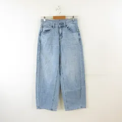 ジーユー GU ローライズバギージーンズ デニムパンツ ロング 水色 S *T933