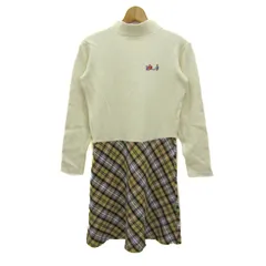 エフダッシュ 切替ワンピース トップス 長袖 チェック柄 ファミリア キッズ 女の子用 Mサイズ ベージュ f dash 【中古】