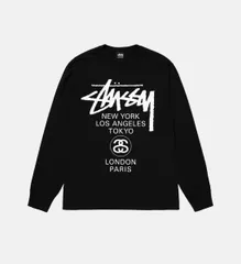 【新品・未使用】STUSSY ステューシー　USA製　　ロンT ブラック　L Size【XL】 STUSSY ステューシー 24AW STOCK HONG KONG LS TEE BLACK