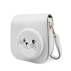 【人気商品】ショルダーストラップ付き PUレザー 可愛いカメラバッグ mini12/11/9/8+/8適用ケース instax 猫の顔(グレー) チェキケースFUJIFILM HIYQIN