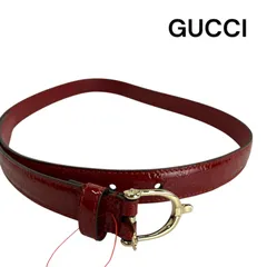 ●美品　GUCCI グッチ　赤　レッド　GG柄　細ベルト　ベルト　レディース　S5P018