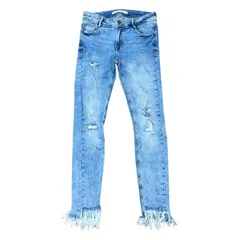 ZARA TRAFALUC フリンジ スキニーデニム ライトブルー サイズ36 レディースS ザラ