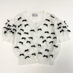 7i25 《美品》RED VALENTINO レッドヴァレンティノ 半袖カーディガン ニットカーディガン ボレロ リボン Sサイズ ホワイト ブラック レディースk02iのサムネイル