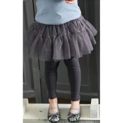 ☆ チャコールグレー ☆ 130cm ☆ リラスカッツ スカート キッズ 女の子 スカートパンツ 10001142 スカッツ レギンス付きスカート チュールスカート チュチュスカート ふんわり キラキラ フォーマル パーティー かわいい オシャレ 可愛い