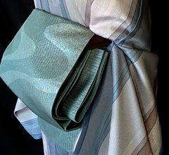 蝶模様🦋手織り紬〉SALE シルバーグレー トール 裄長め 細め クール  