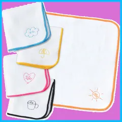 ハンドタオル 子ども用 キッズ 保育園 綿100% オレンジ+ブルー+イエロー+ピンク+ブラック 高吸水 速乾 ミニサイズ 約18×18cm 日本製 アソート5色01 5枚セット 片面ガーゼミニハンカチ ブランド認定 ハンカチ 今治タオル