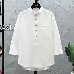 [4XL]メンズ ファッション 服  オシャレ シンプル 大人 かっこいい 大きいサイズ ストリート 紳士服 リネン シャツ 夏 韓国 スタイル 綿 七分袖 シャツ 半袖