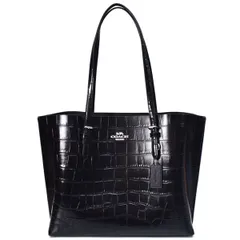 コーチ バッグ COACH クロコダイル エンボスドレザー 型押し モリー ロゴ ショルダー トートバッグ ブラック CW018