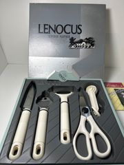 新品未使用　LENOCUS キッチン5点セットフルーツナイフ 栓抜き、缶開け 皮引き(ピラー) キッチンハサミ 軽量カップ