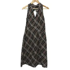 美品 BURBERRY BLUE LABEL バーバリーブルーレーベル ノバチェック 膝丈 ホルターネック ワンピース 36 ブラウン レディース 古着 中古 USED