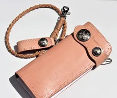 《送料無料＆税込価格》《新品未使用》《数量限定》《特別価格》BEAMZ‘SQUARE！硬質！オールバッファローレザー！ダブルコンチョ搭載モデル！ウォレットコード付き！バイカーズロングウォレット　BS-1555　ベージュ