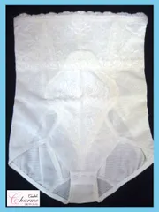 参考41800円 最高級補正下着 シャンデール シャルム ハイウエストガードル Size70 白 豪華ストレッチレース ヒップUP 新品_HW4(検マルコ