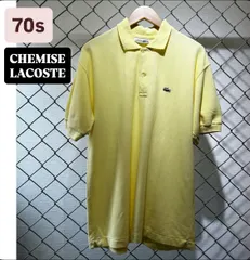 70s CHEMISE LACOSTE  ポロシャツ　70年代後期　ラコステ　フランス製　希少　メンズ　古着　ヴィンテージ　人気　サイズ　メンズ古着屋ファッション　イエローカラー　XL